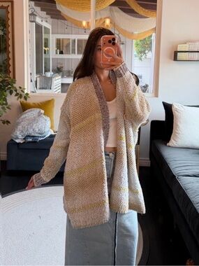 Free People Cozy Open-Front Bouclé Cardigan Sweater (S)